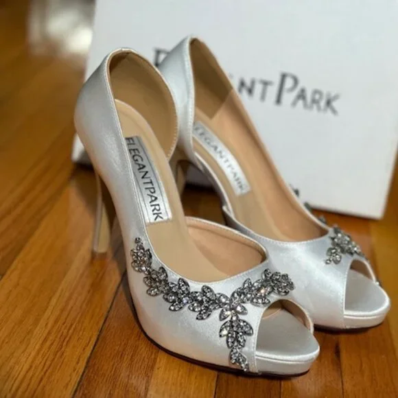 White Bridal Rhinestone Heels - Picture 2 of 4